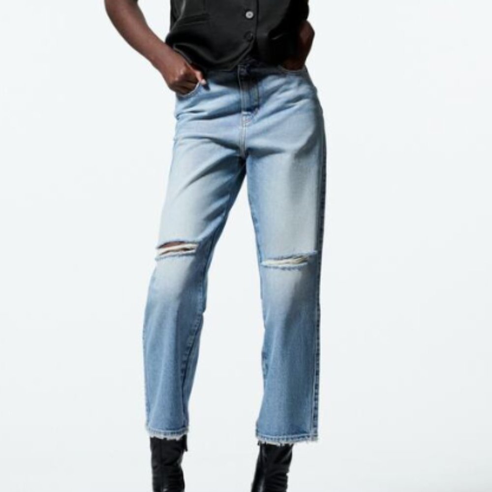 Zara Z1975 Ripped Straight Leg Jeans